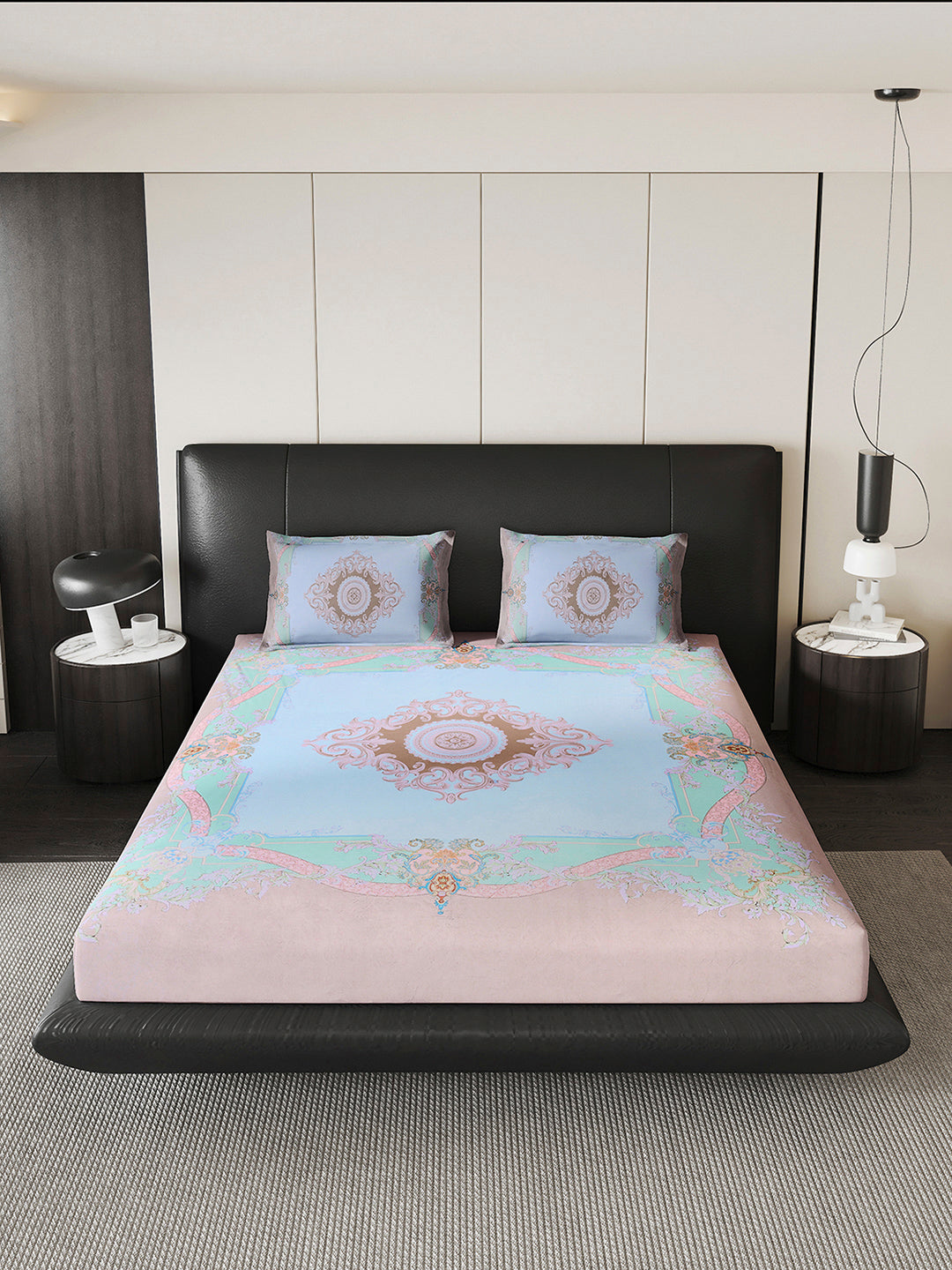 252 GSM 100% Polyester King Bed 1 Bedsheet with 2 Pillow Cover (Urban)