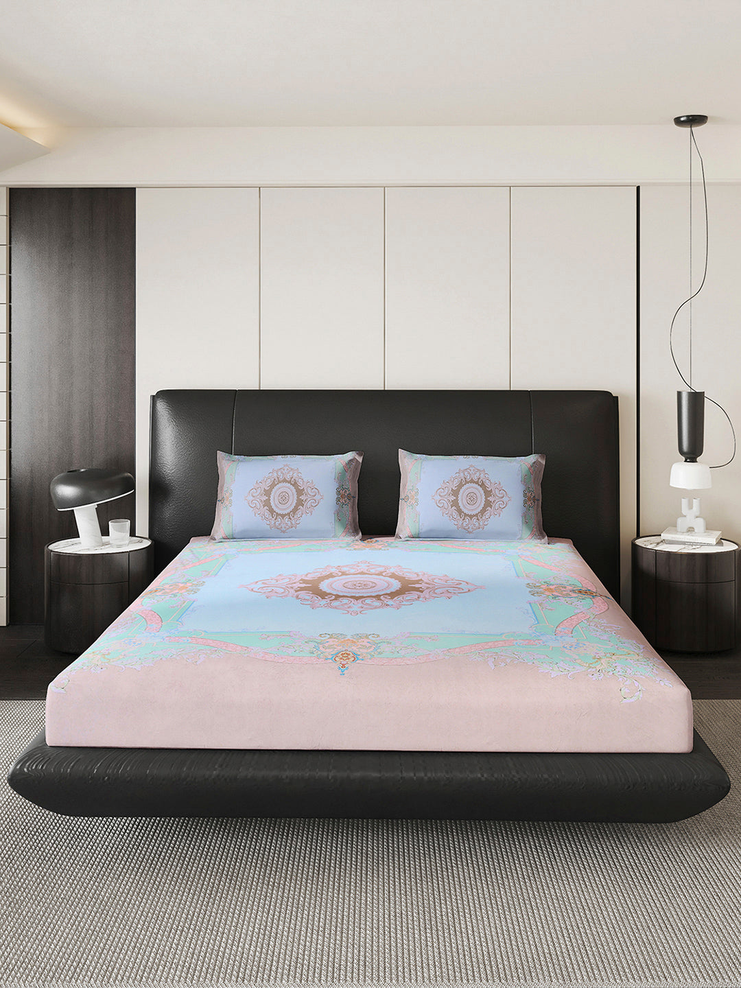 252 GSM 100% Polyester King Bed 1 Bedsheet with 2 Pillow Cover (Urban)