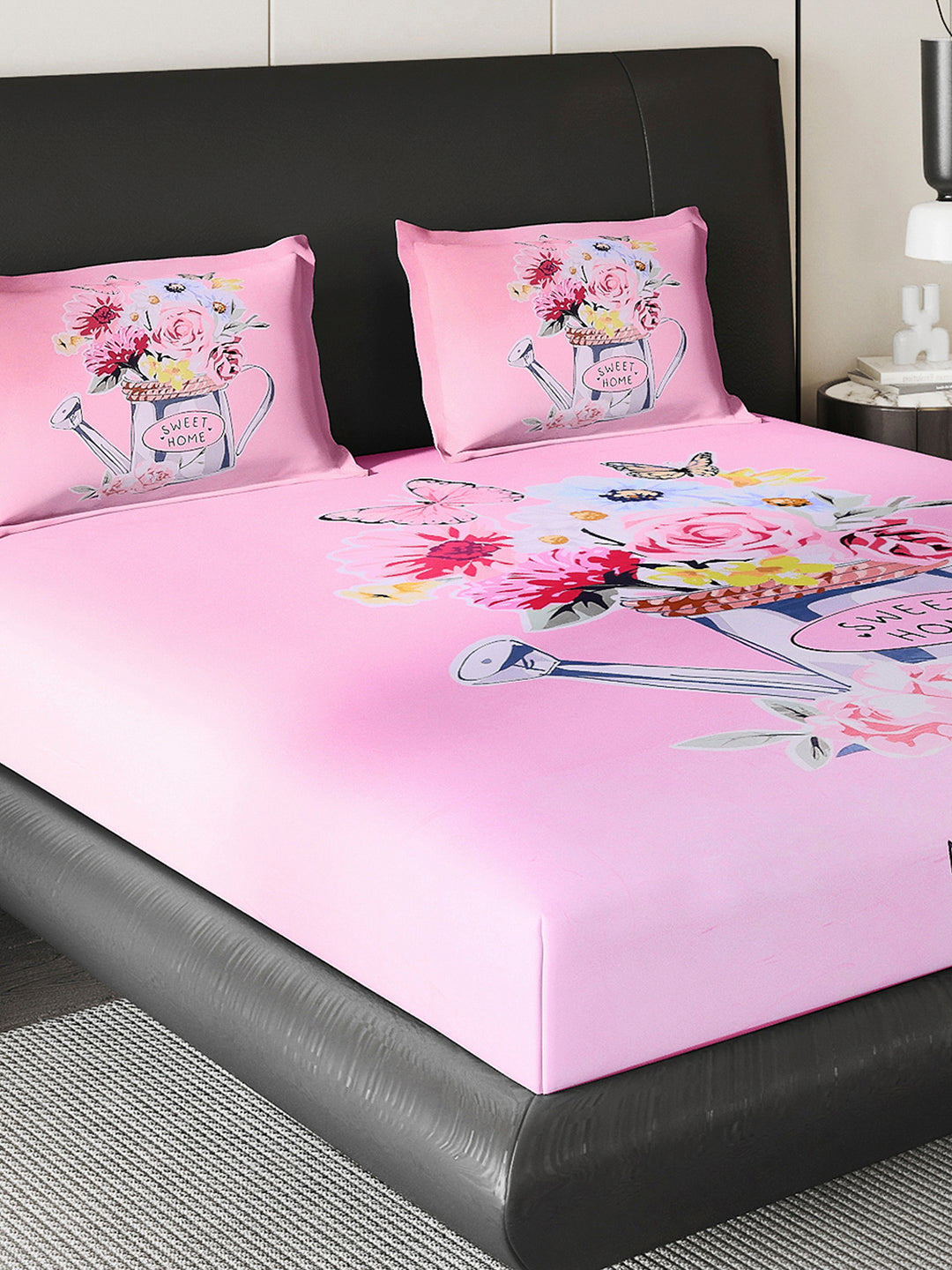252 GSM 100% Polyester King Bed 1 Bedsheet with 2 Pillow Cover (Urban)