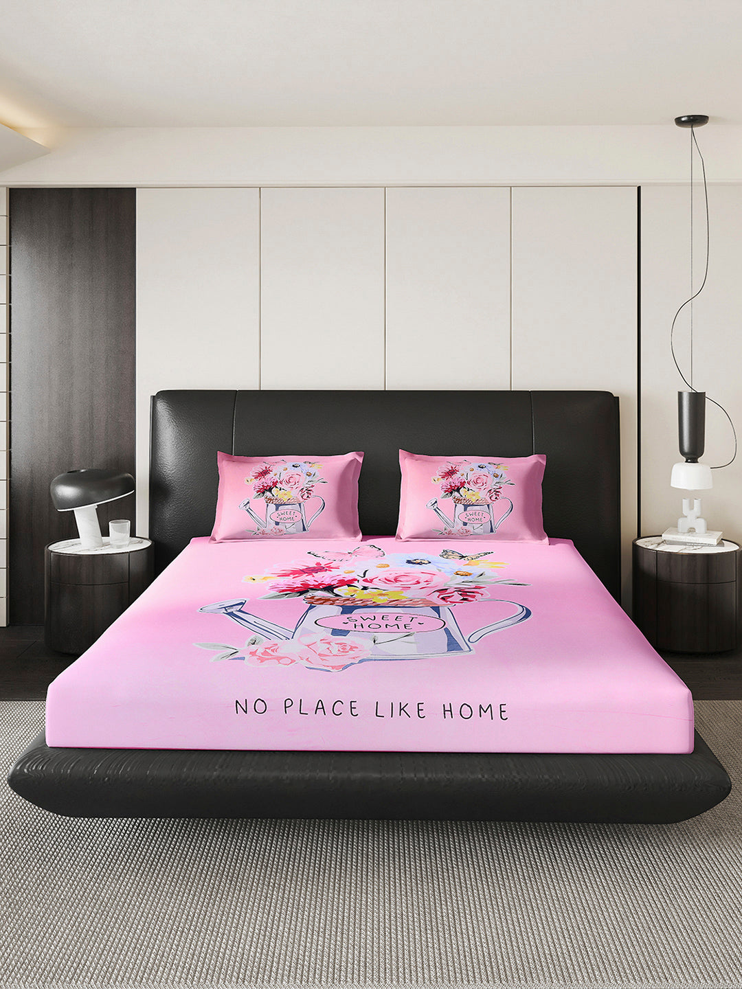 252 GSM 100% Polyester King Bed 1 Bedsheet with 2 Pillow Cover (Urban)