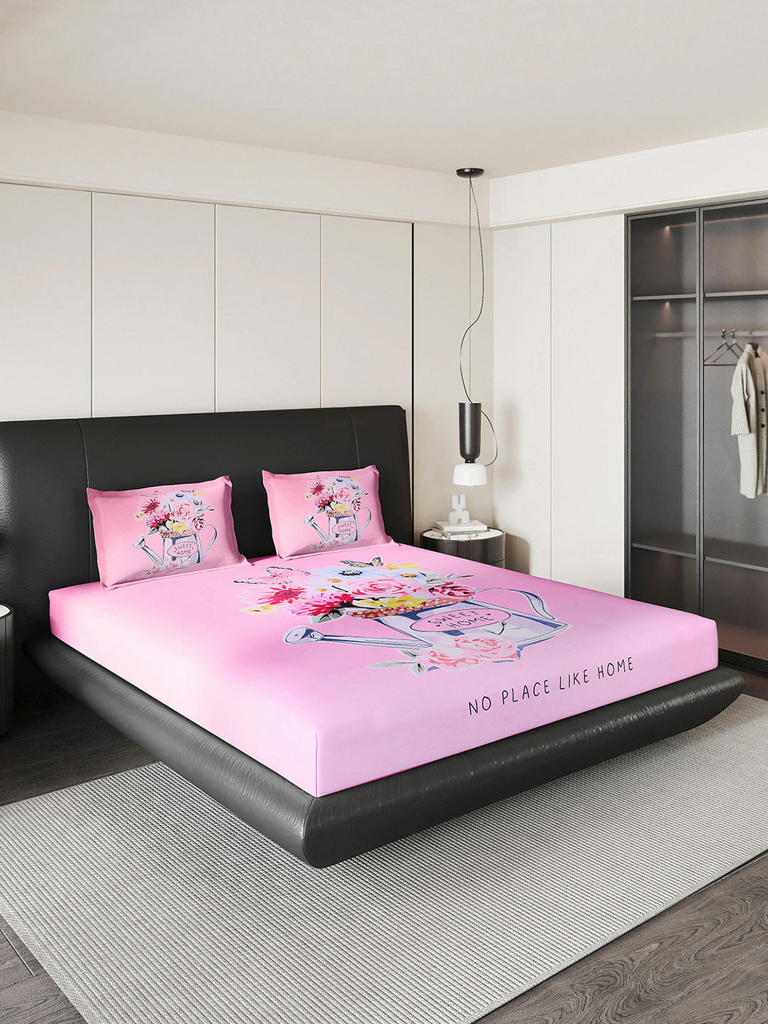 252 GSM 100% Polyester King Bed 1 Bedsheet with 2 Pillow Cover (Urban)