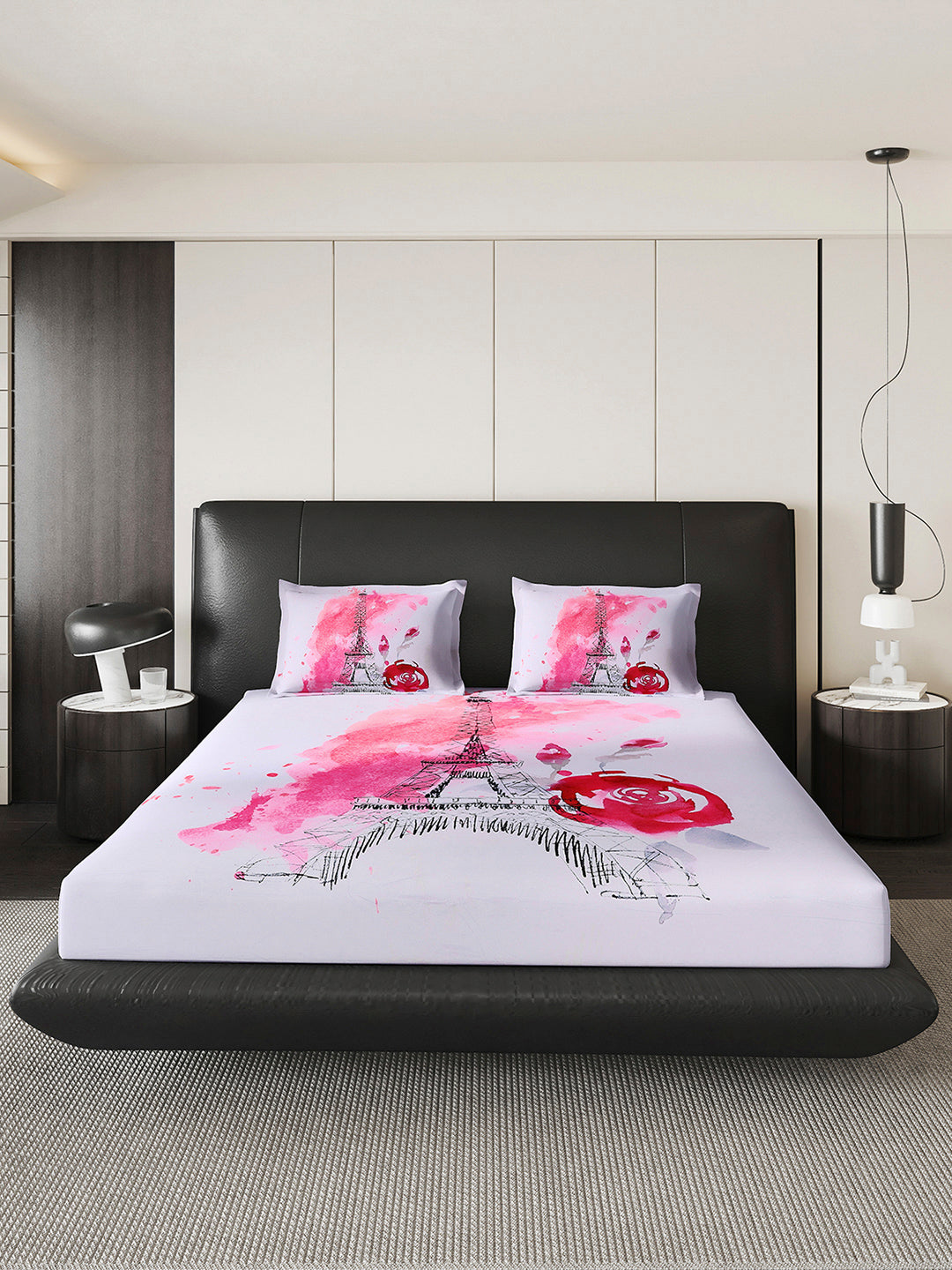 252 GSM 100% Polyester King Bed 1 Bedsheet with 2 Pillow Cover (Urban)