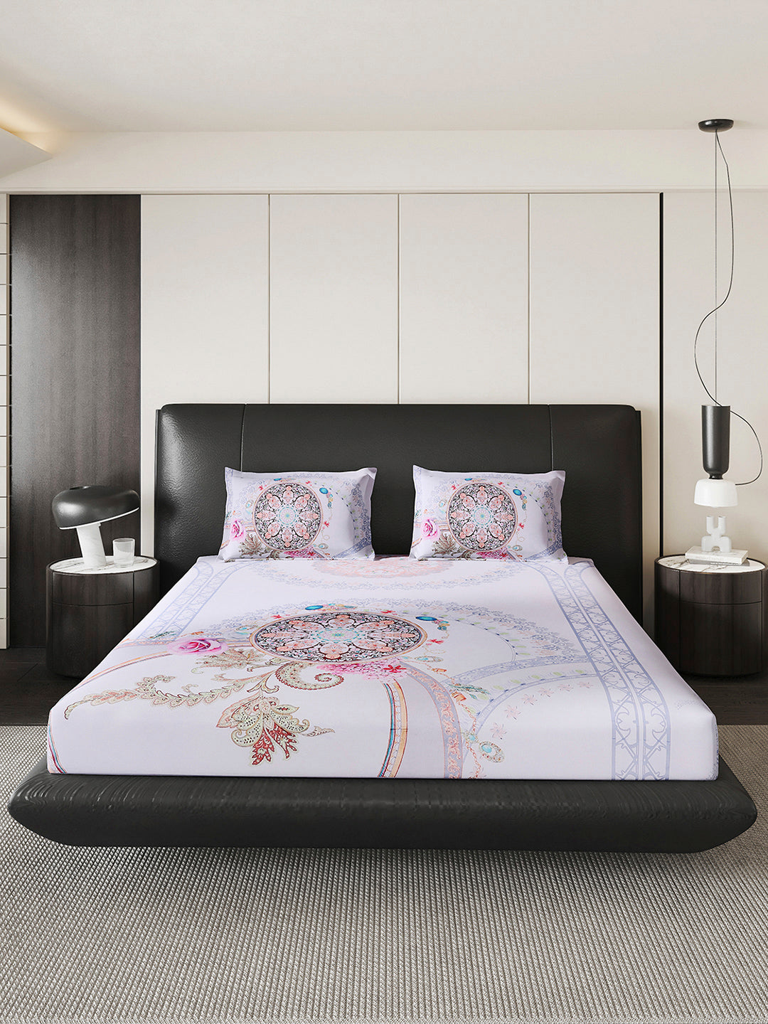 252 GSM 100% Polyester King Bed 1 Bedsheet with 2 Pillow Cover (Urban)