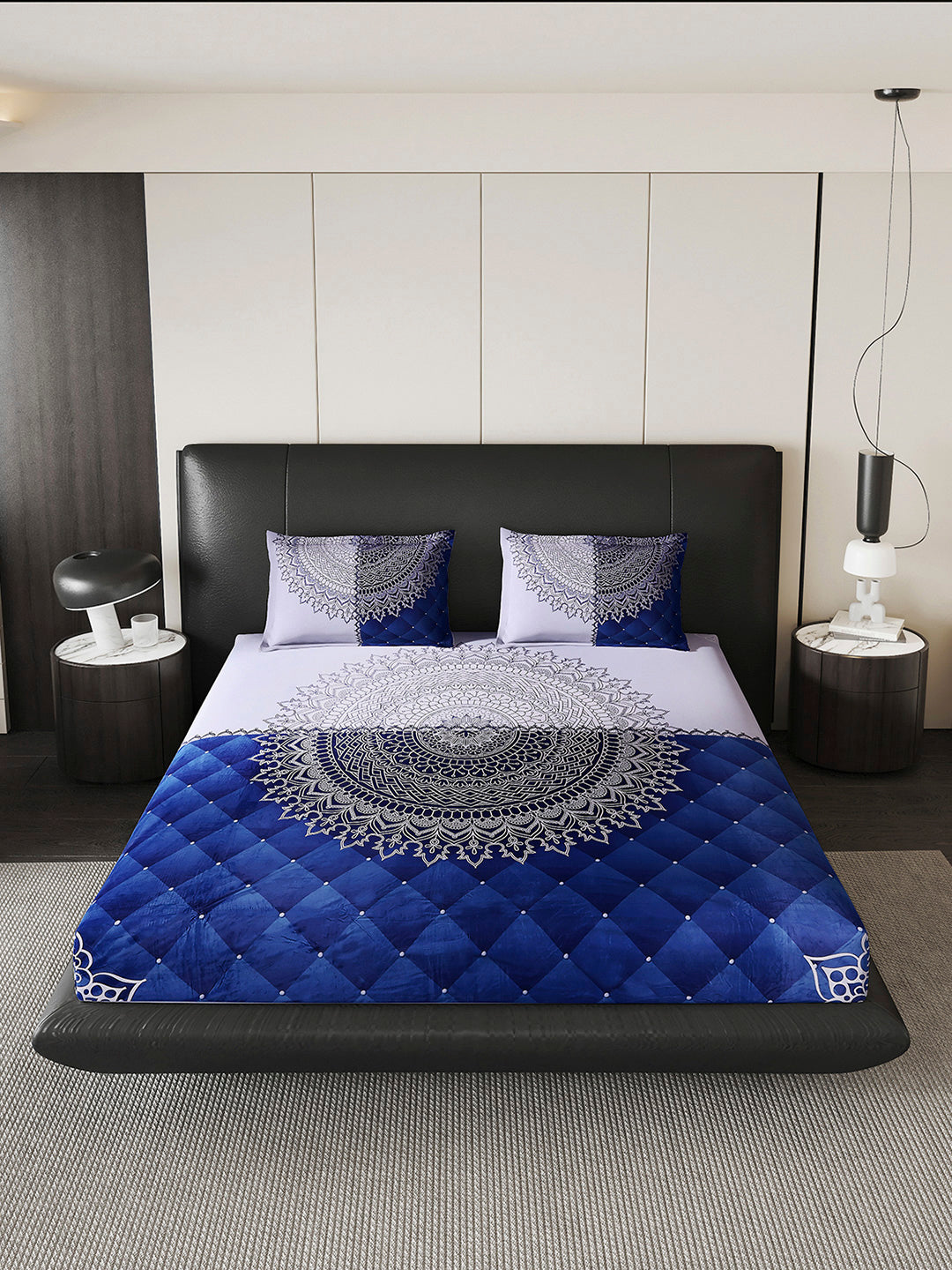 252 GSM 100% Polyester King Bed 1 Bedsheet with 2 Pillow Cover (Urban)