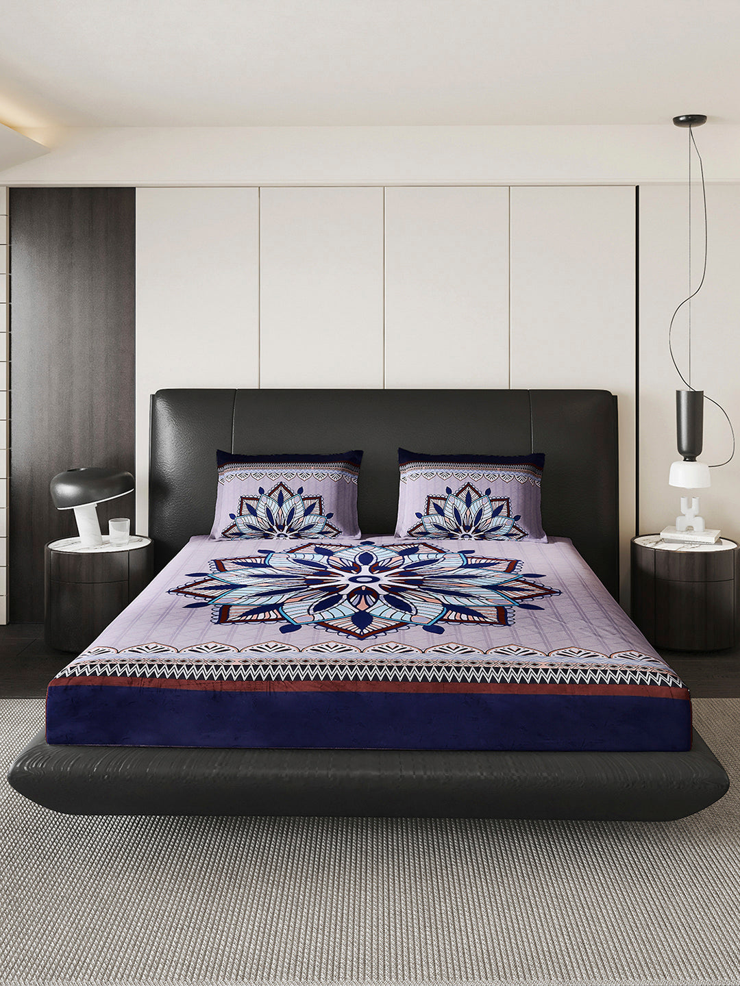 252 GSM 100% Polyester King Bed 1 Bedsheet with 2 Pillow Cover (Urban)