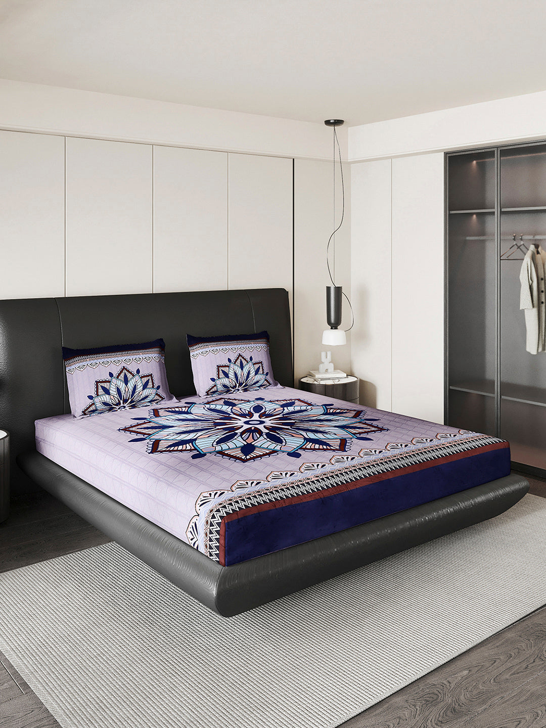 252 GSM 100% Polyester King Bed 1 Bedsheet with 2 Pillow Cover (Urban)