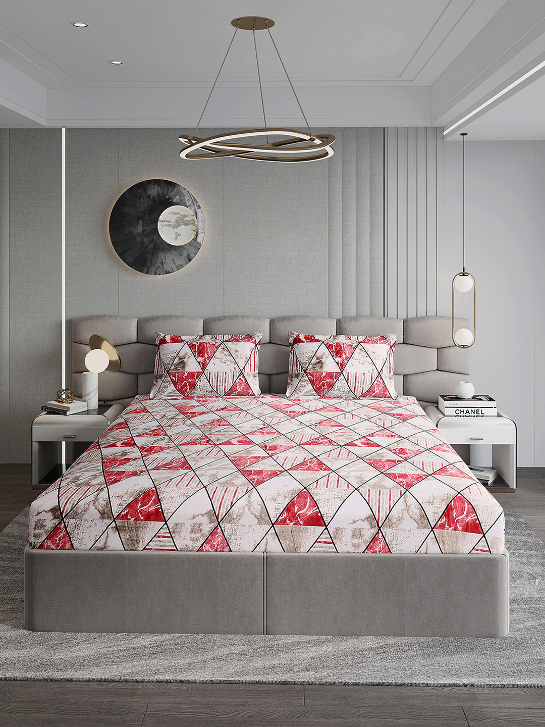 247 GSM 100% Polyester King Bed 1 Bedsheet with 2 Pillow Cover (Vibe)