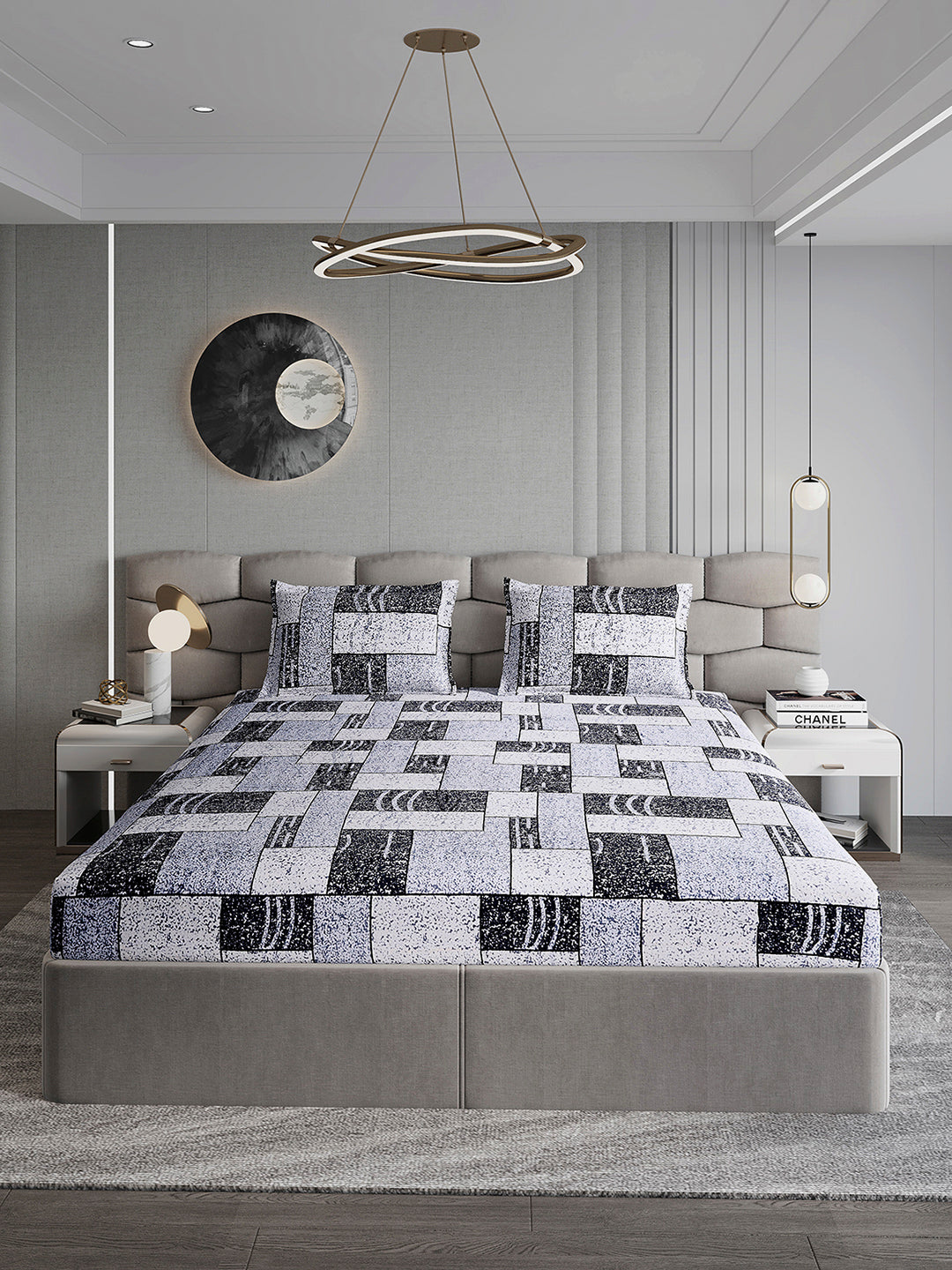 247 GSM 100% Polyester King Bed 1 Bedsheet with 2 Pillow Cover (Vibe)