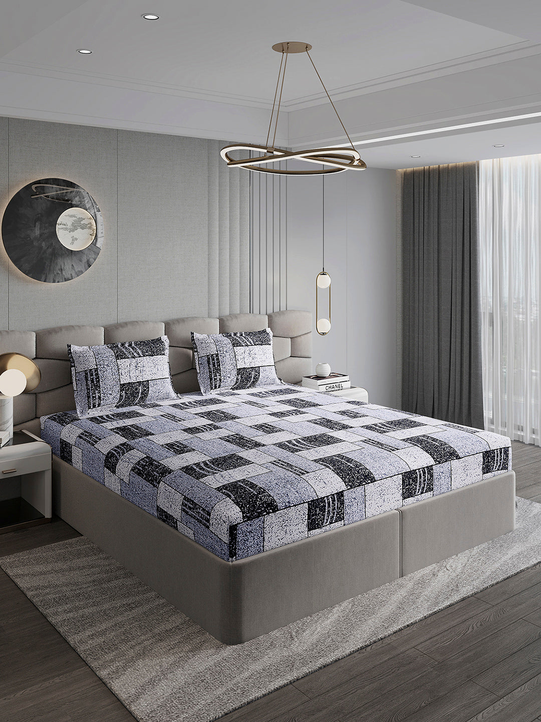 247 GSM 100% Polyester King Bed 1 Bedsheet with 2 Pillow Cover (Vibe)