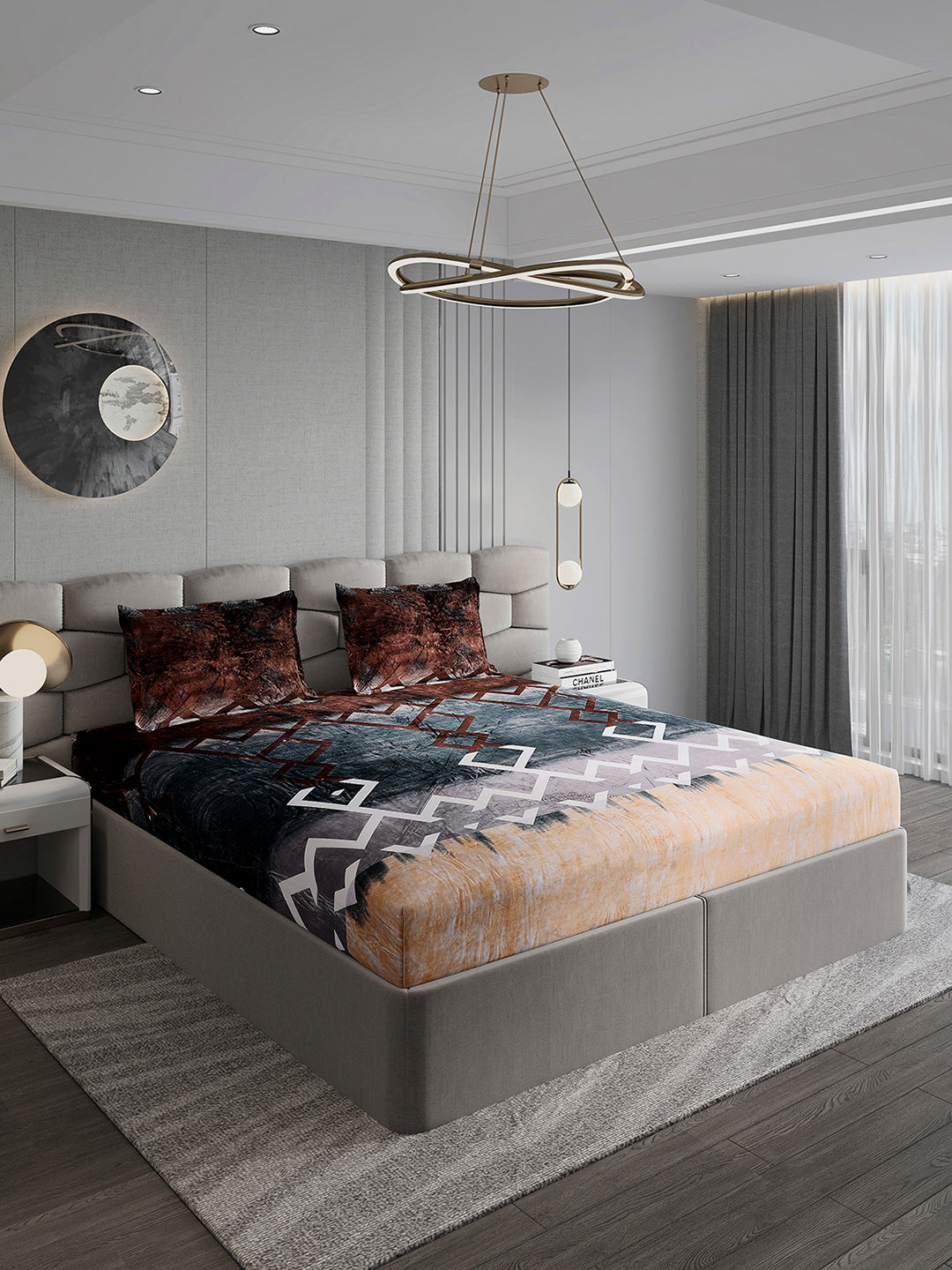 247 GSM Polyester King Bed 1 Bedsheet with 2 Pillow Cover (Vibe)