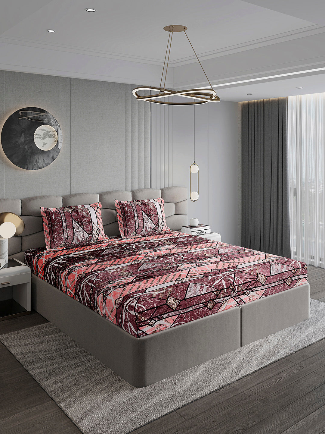 247 GSM 100% Polyester King Bed 1 Bedsheet with 2 Pillow Cover (Vibe)