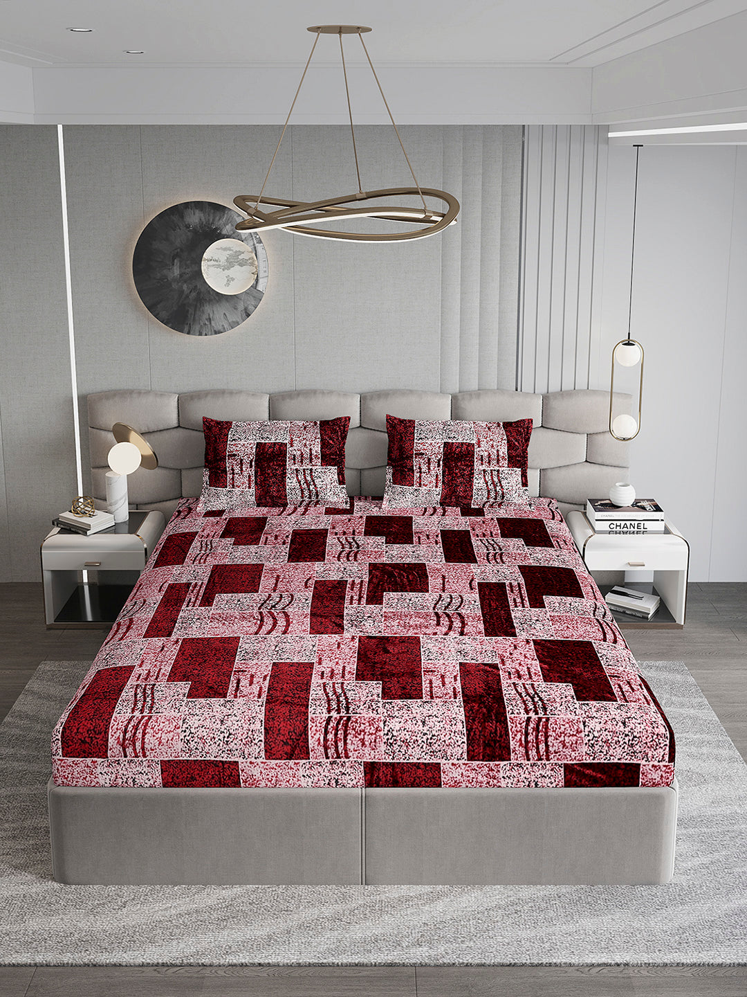 247 GSM 100% Polyester King Bed 1 Bedsheet with 2 Pillow Cover (Vibe)