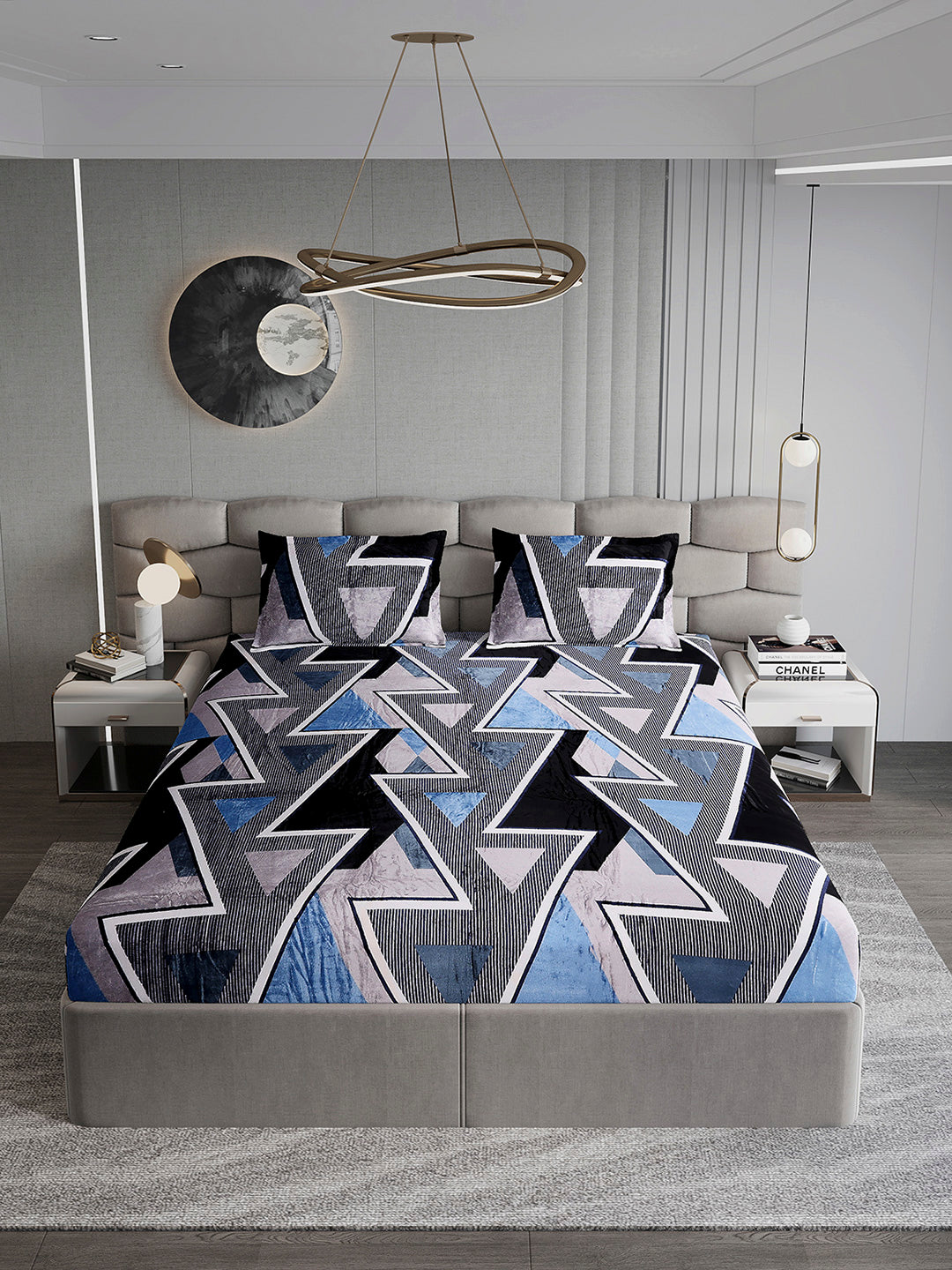 247 GSM 100% Polyester King Bed 1 Bedsheet with 2 Pillow Cover (Vibe)