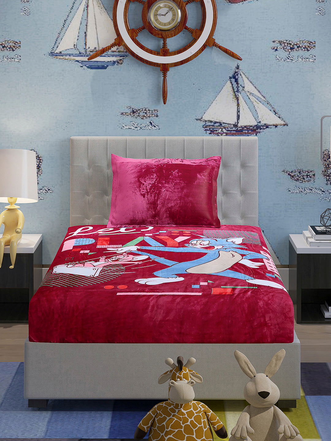 Printed Baby Winter Bedsheet 1 Ply, 370 GSM, 1.3 kg (Super Hero)