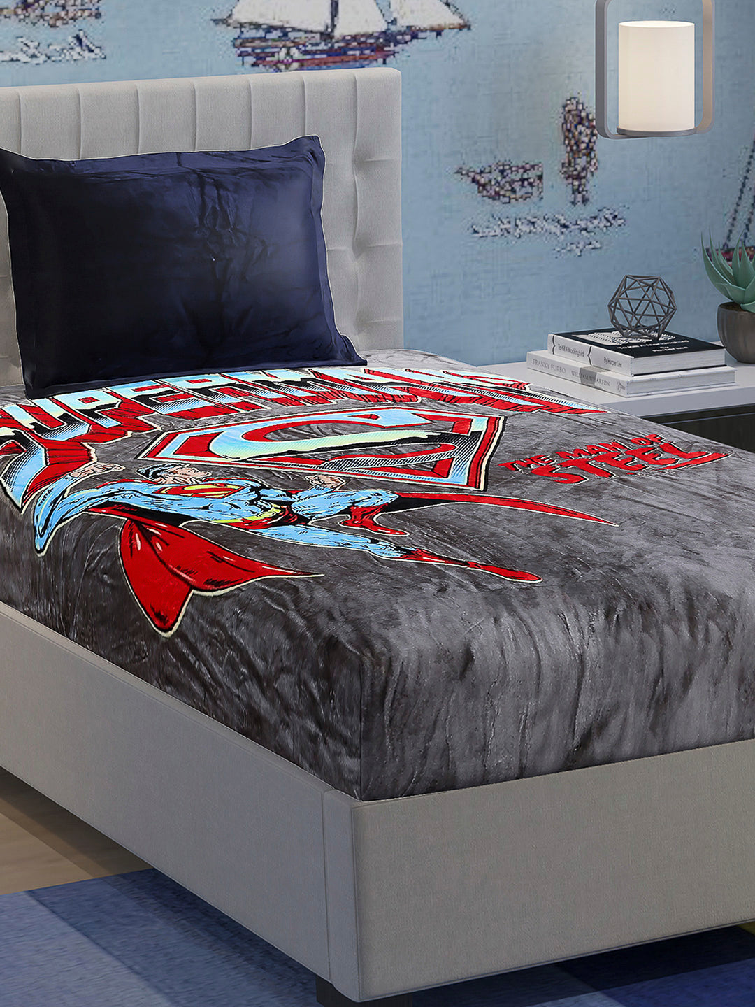 Printed Baby Winter Bedsheet 1 Ply, 370 GSM, 1.3 kg (Super Hero)