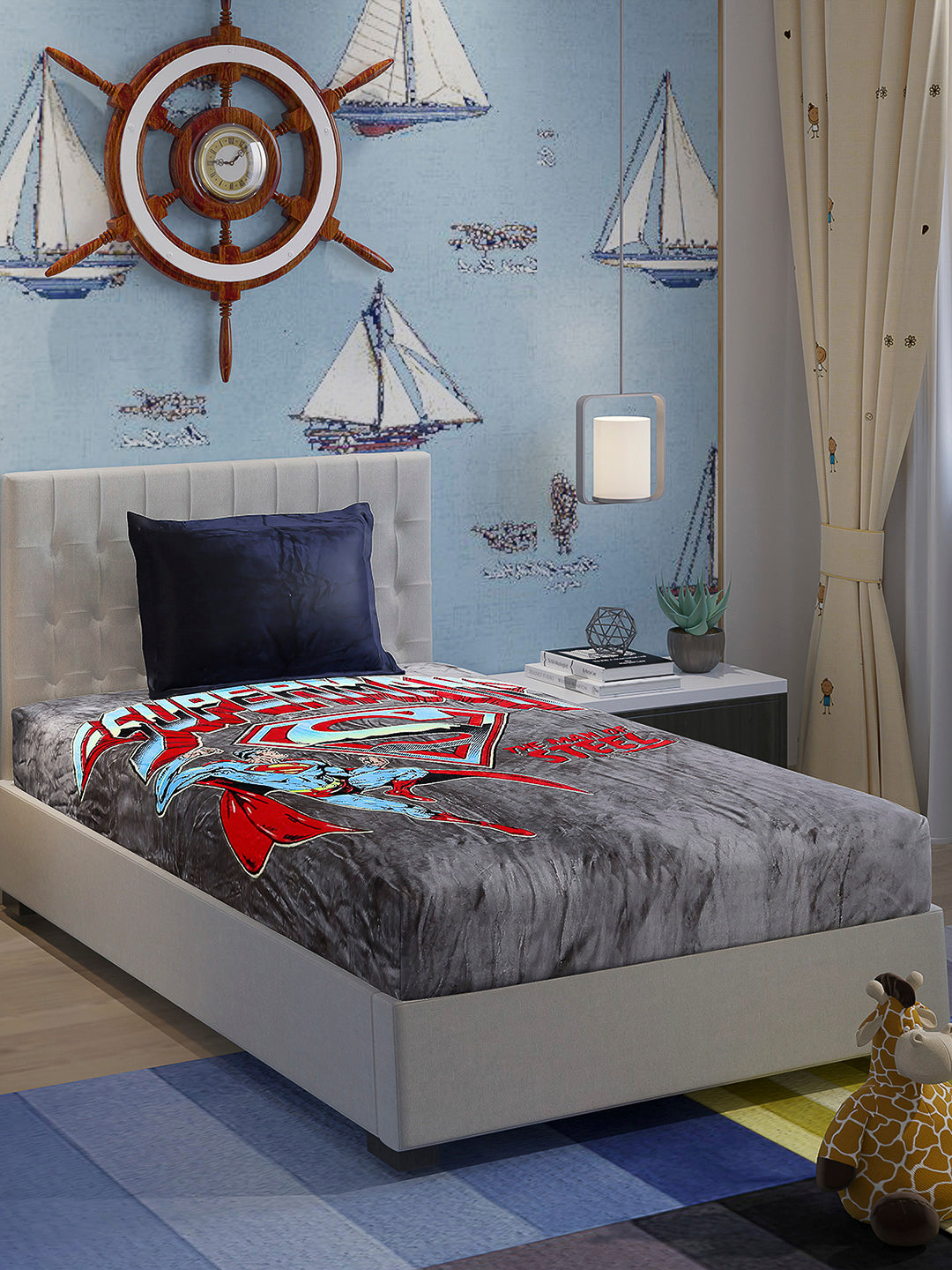 Printed Baby Winter Bedsheet 1 Ply, 370 GSM, 1.3 kg (Super Hero)