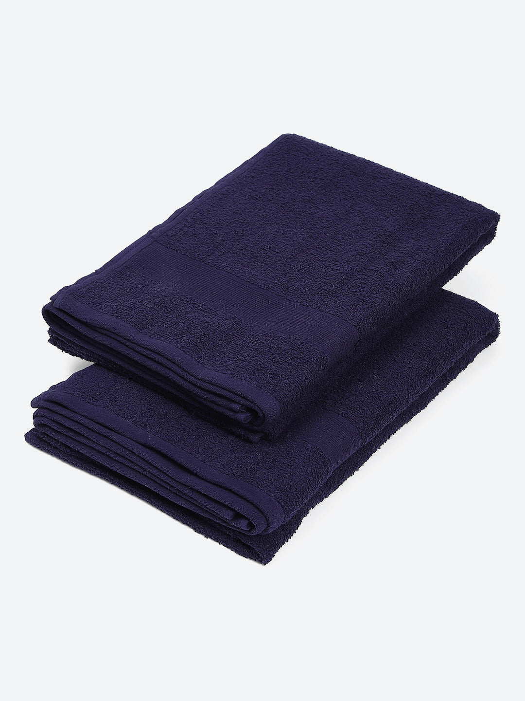 Dark Blue Cotton Solid 380 GSM Bath Towel 2Pc Set (Albella)