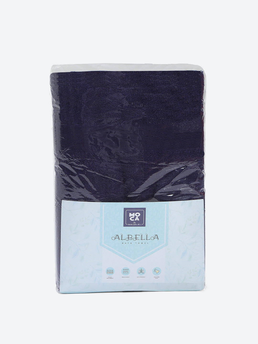 Dark Blue Cotton Solid 380 GSM Bath Towel 2Pc Set (Albella)