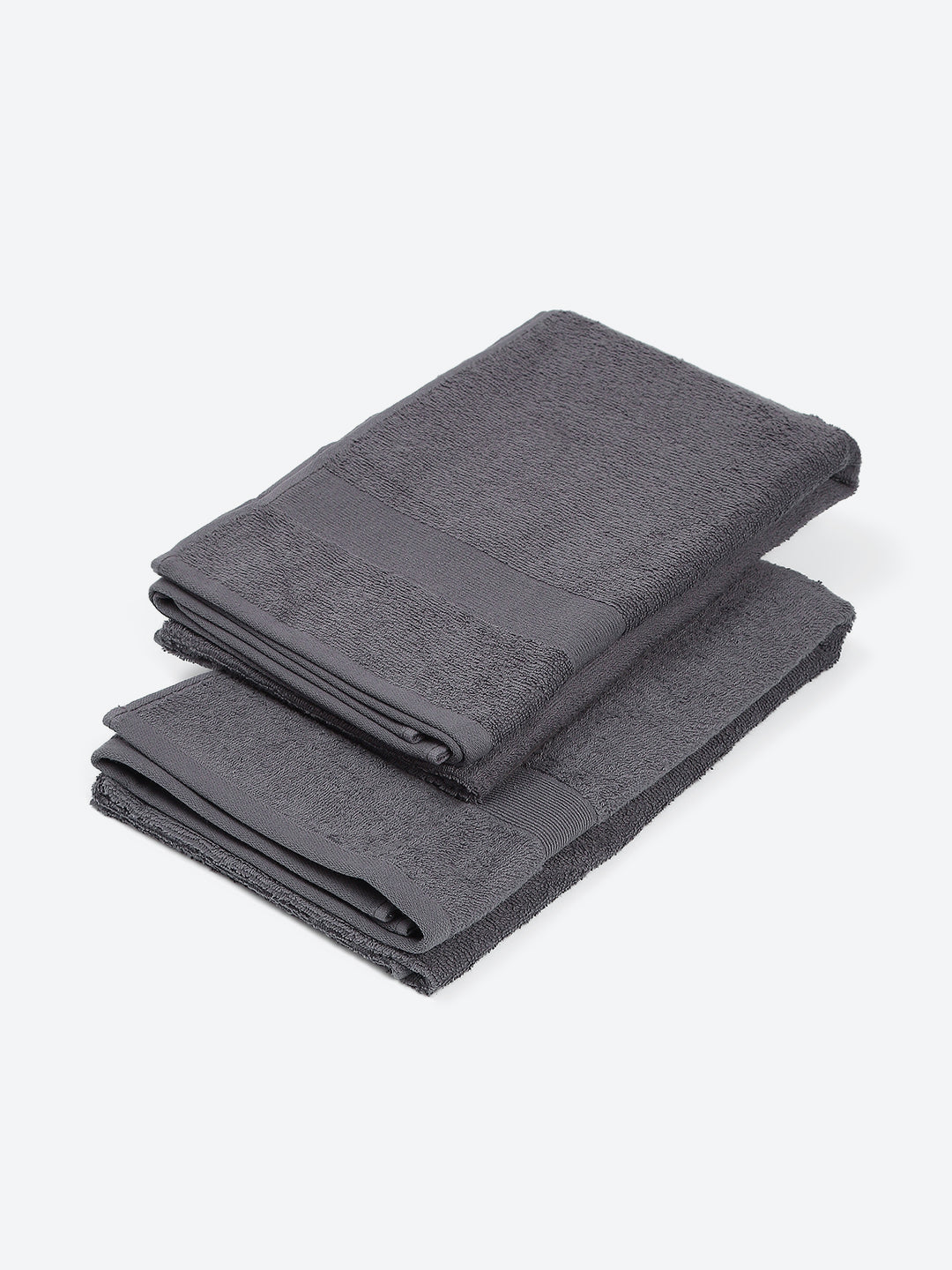 Grey Cotton Solid 380 GSM Bath Towel 2Pc Set (Albella)