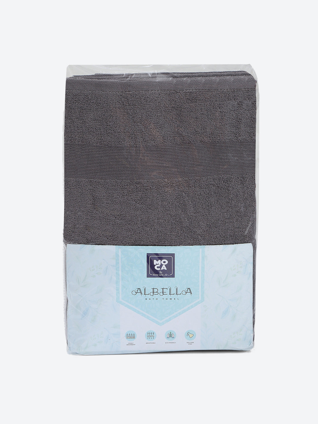 Grey Cotton Solid 380 GSM Bath Towel 2Pc Set (Albella)