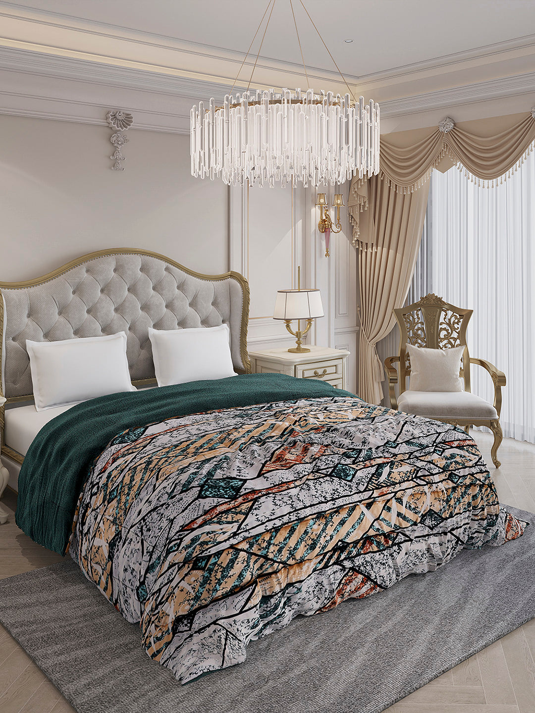 Printed Double Bed 852 GSM Comforter for Winter - (Altroz)