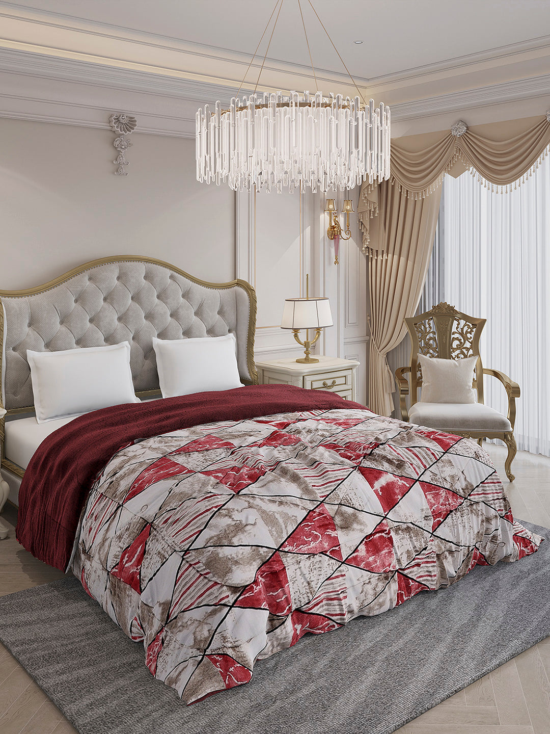 Printed Double Bed 852 GSM Comforter for Winter - (Altroz)