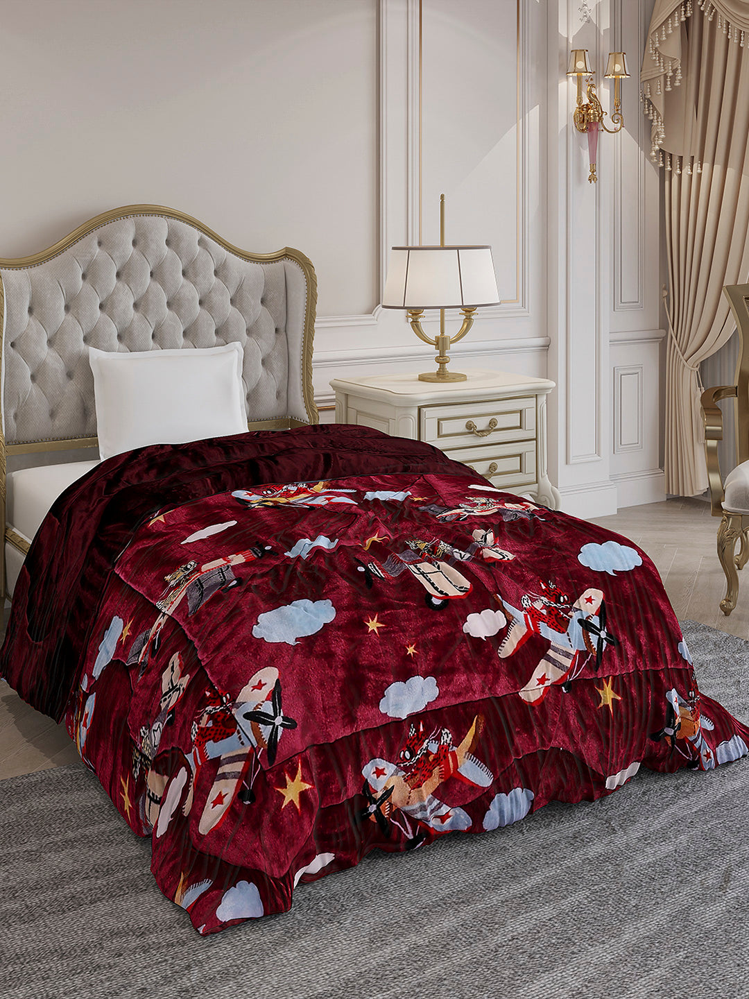 Printed Single Bed 300 GSM Comforter for Mild Winter (Ananya), Weight 720 gm