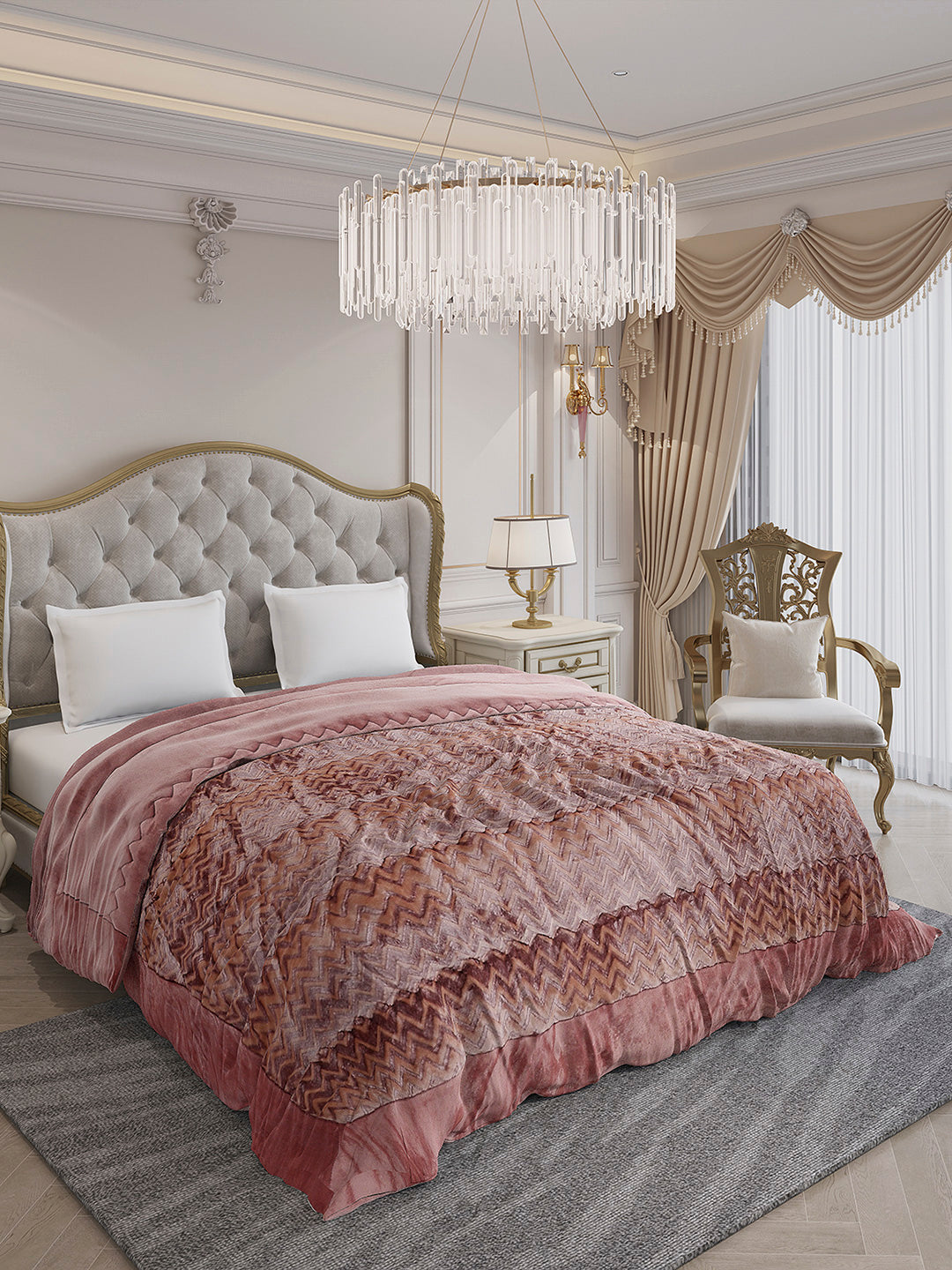 Printed Double Bed 1078 GSM Comforter for Winter - (Delicate)