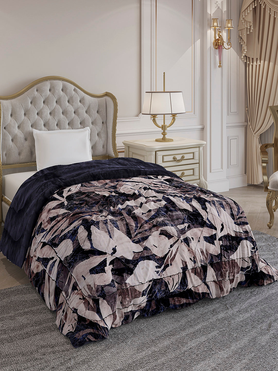 Printed Single Bed 1155 GSM Comforter for Winter - (Dixie)