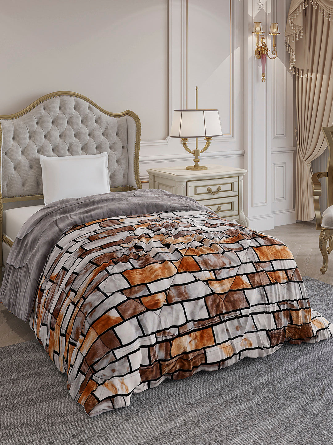 Printed Single Bed 1155 GSM Comforter for Winter - (Dixie)