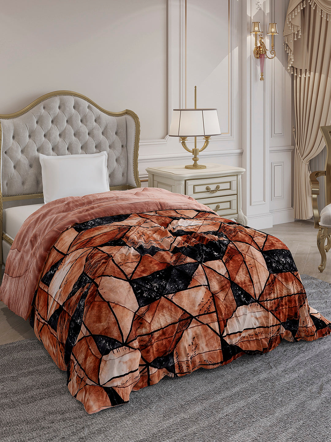 Printed Single Bed 1155 GSM Comforter for Winter - (Dixie)