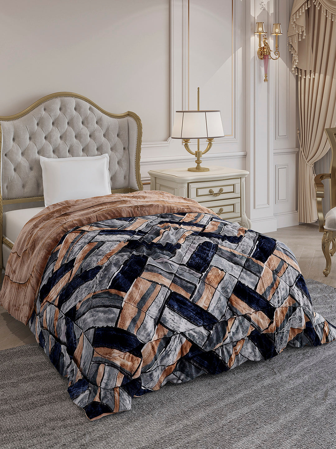 Printed Single Bed 300 GSM Comforter for Mild Winter (Dixie), Weight 725 gm