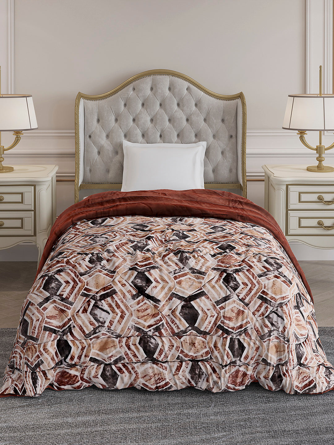 Printed Single Bed 233 GSM Comforter for Mild Winter (James), Weight 715 gm