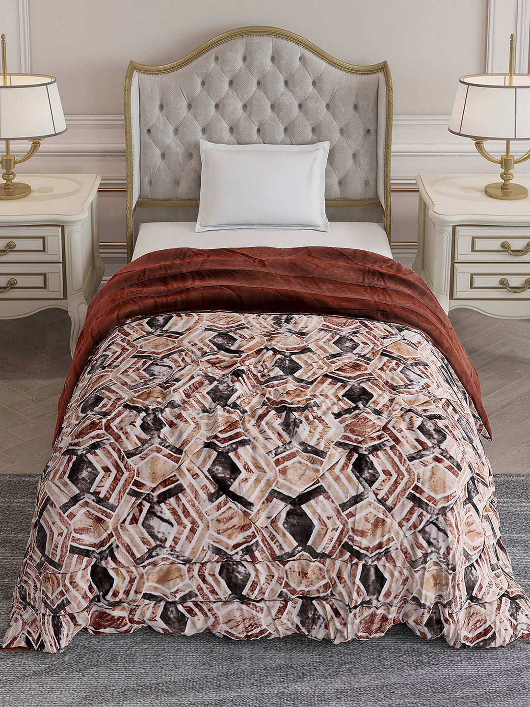 Printed Single Bed 233 GSM Comforter for Mild Winter (James), Weight 715 gm