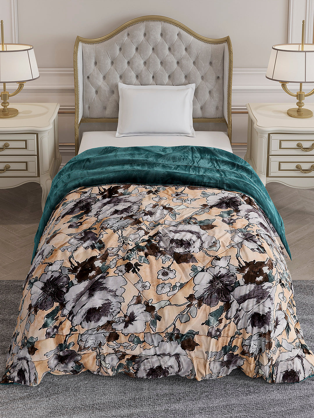 Printed Single Bed 233 GSM Comforter for Mild Winter (James), Weight 715 gm
