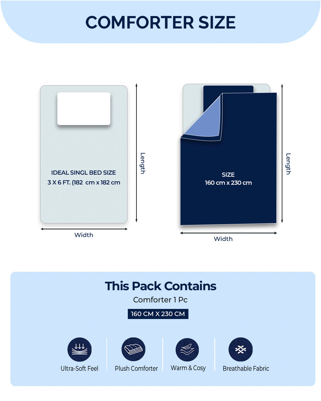 Printed Single Bed 1114 GSM Comforter for Winter - (Nixie)