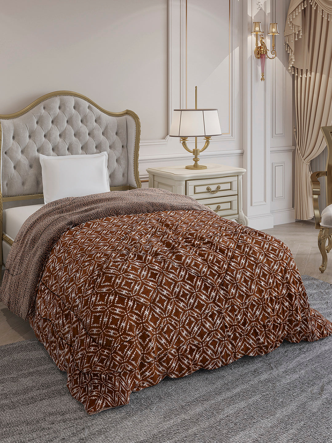 Printed Single Bed 1114 GSM Comforter for Winter - (Nixie)