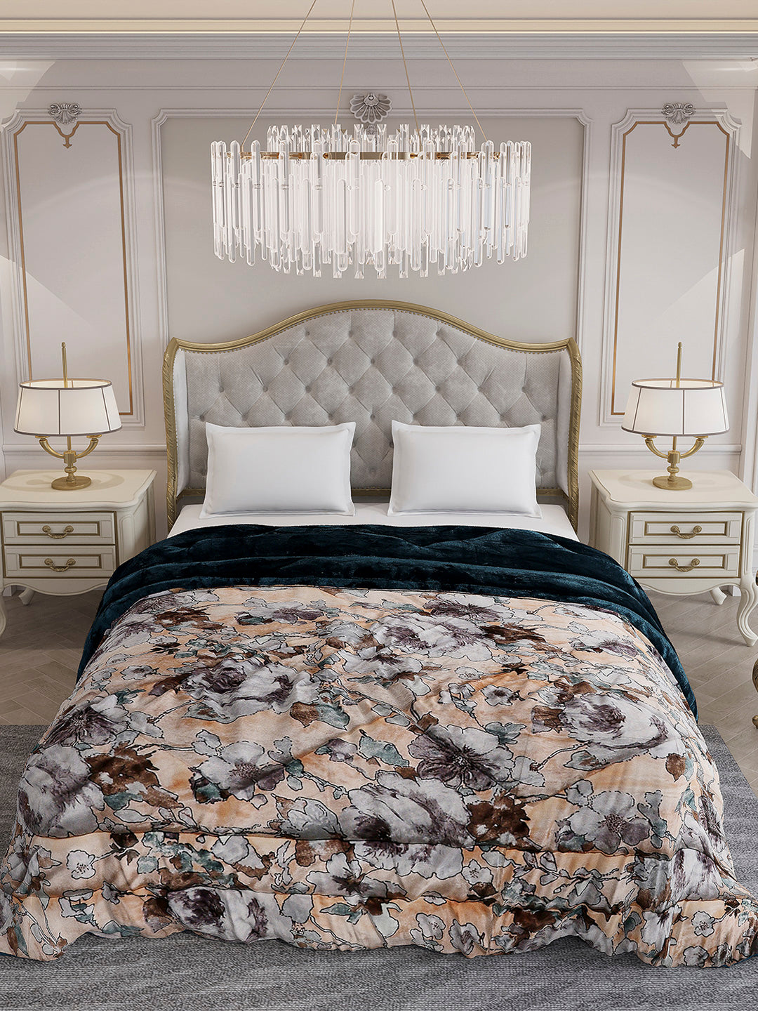 Printed Double Bed 233 GSM Comforter for Mild Winter (Beauty), Weight 855 gm