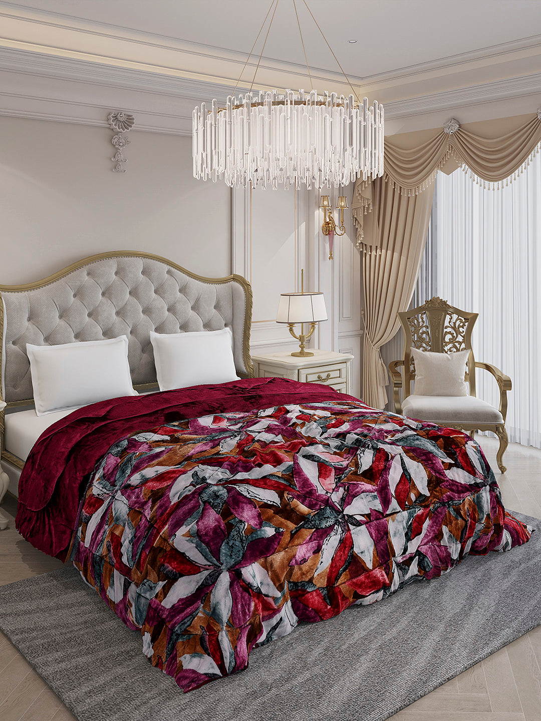 Printed Double Bed 233 GSM Comforter for Mild Winter (Beauty), Weight 855 gm
