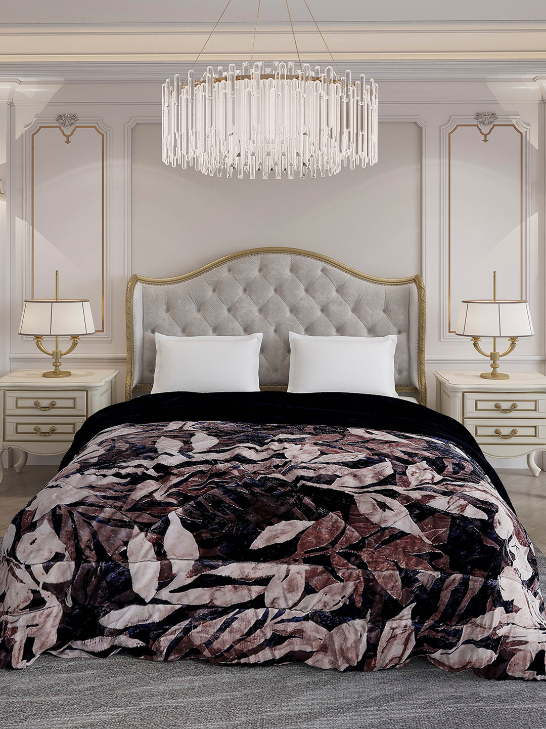 Printed Double Bed 1061 GSM Comforter for Winter - (Wisdom Gold)