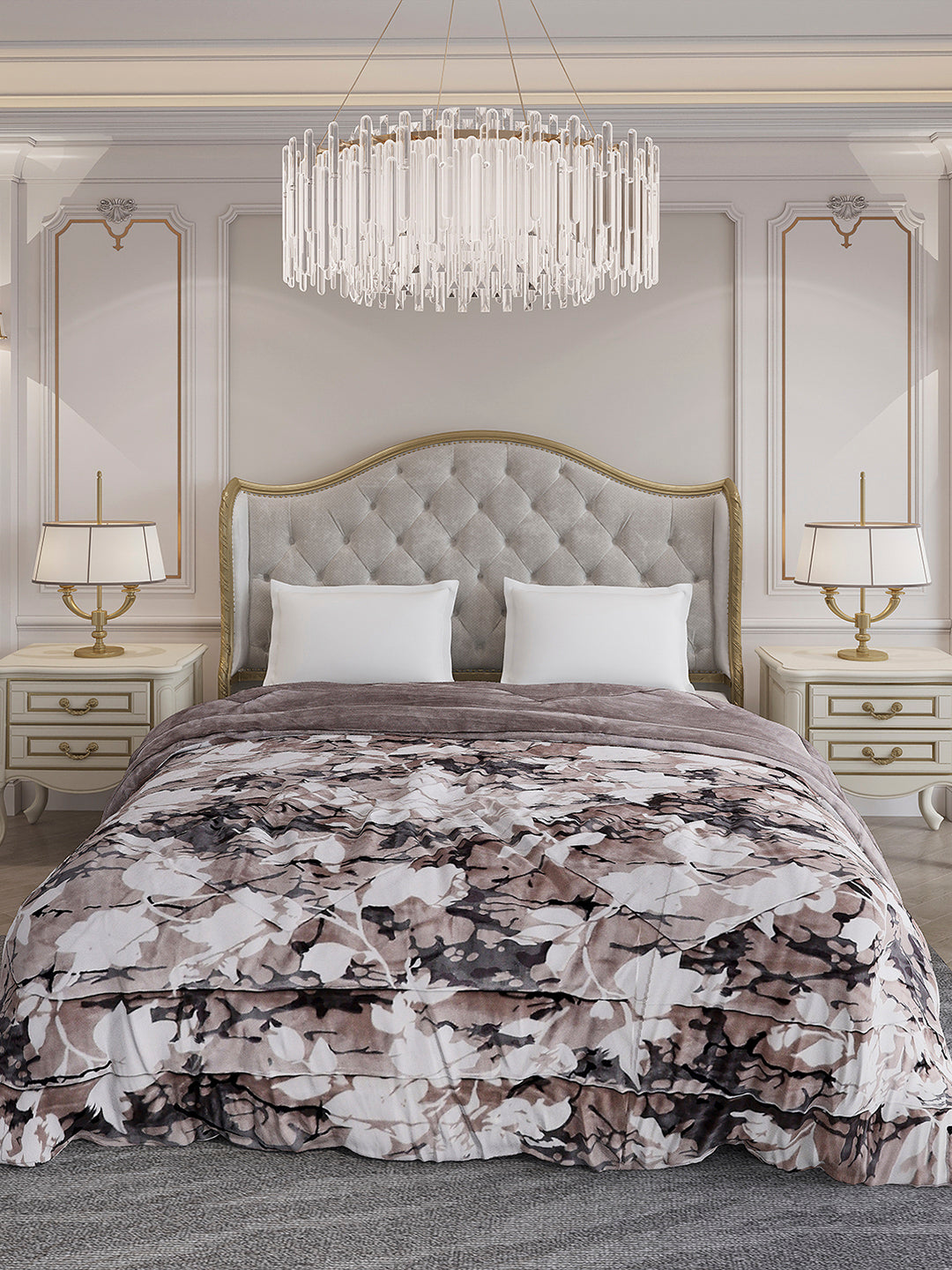Printed Double Bed 1061 GSM Comforter for Winter - (Wisdom Gold)