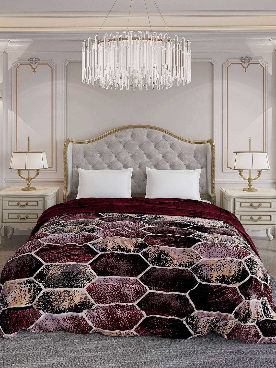 Printed Double Bed 1061 GSM Comforter for Winter - (Wisdom Gold)