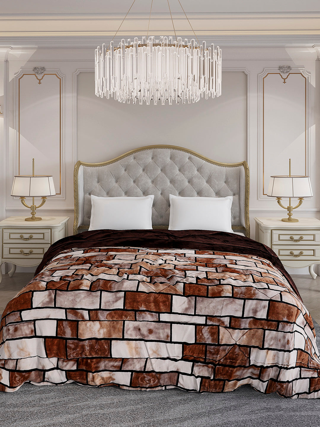 Printed Double Bed 1061 GSM Comforter for Winter - (Wisdom Gold)