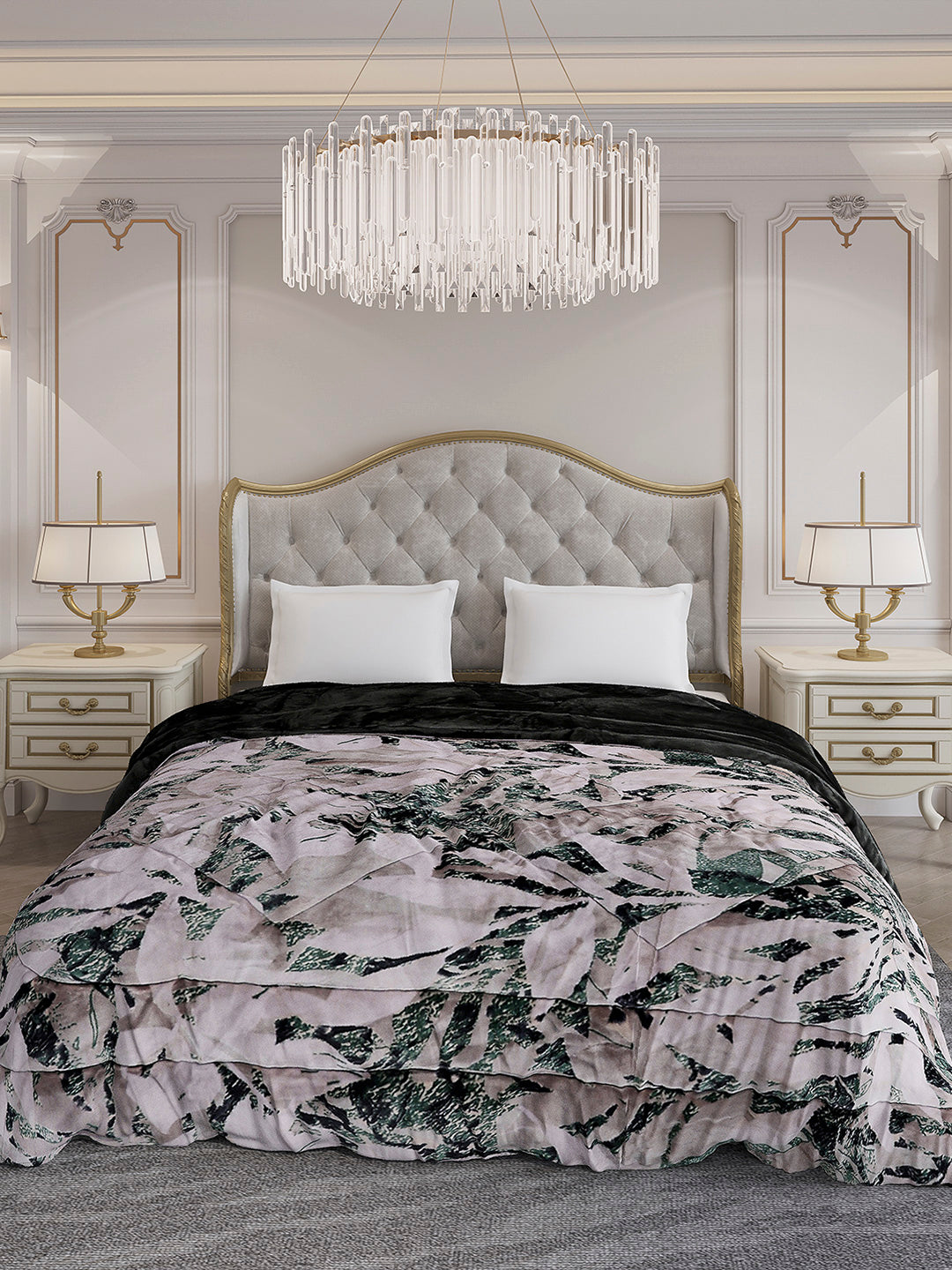 Printed Double Bed 300 GSM Comforter for Mild Winter (Wisdom Gold), Weight 900 gm