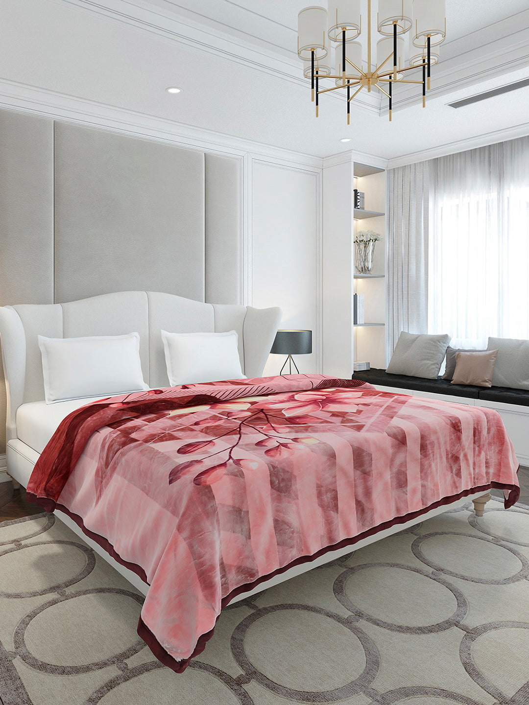 Printed Double Bed 2 Ply, 1136 GSM Embossed Blanket for Heavy Winter - (Commander)
