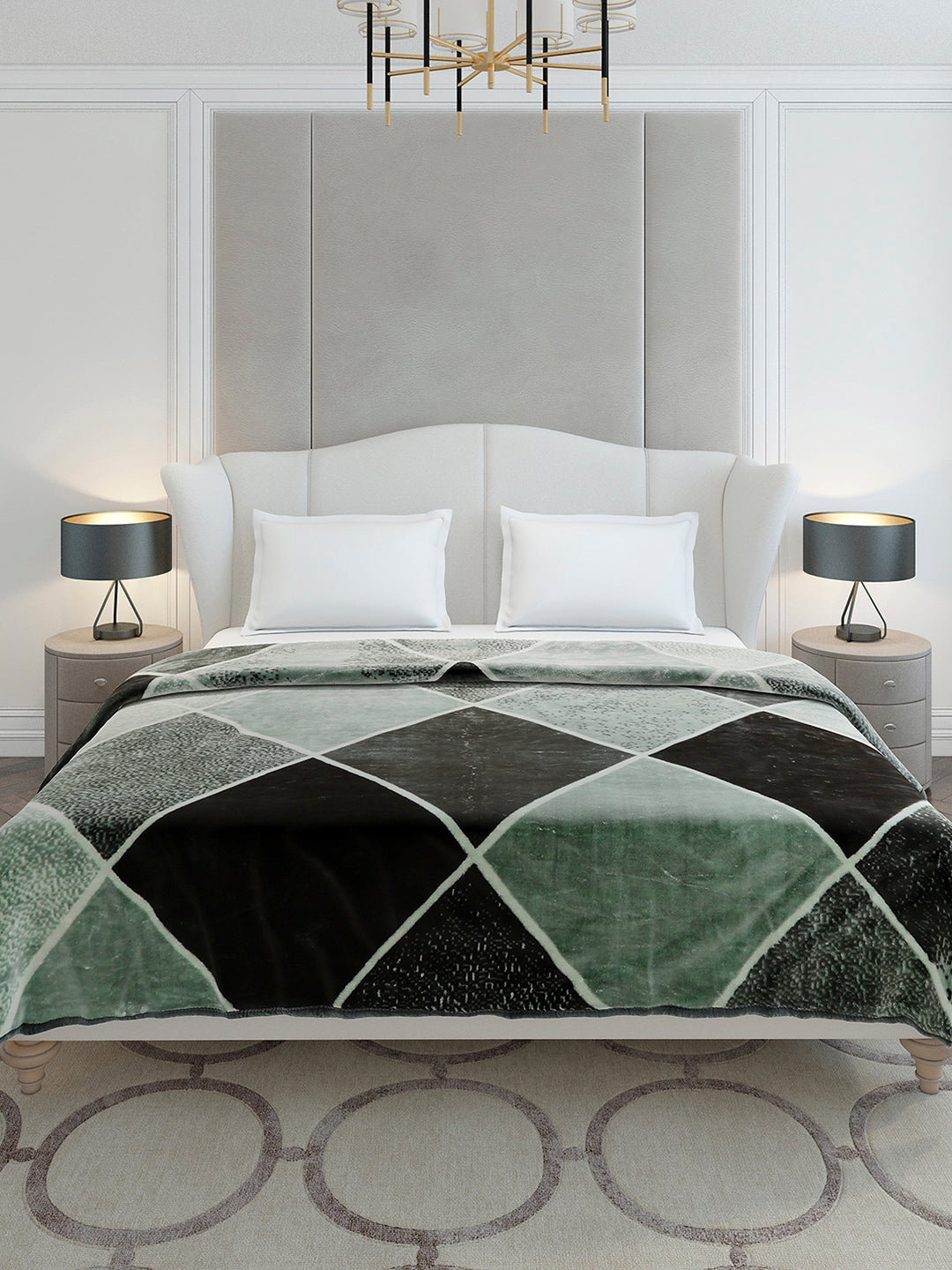 Printed Double Bed 1 Ply, 606 GSM Blanket for Mild Winter - (Denny PVC)