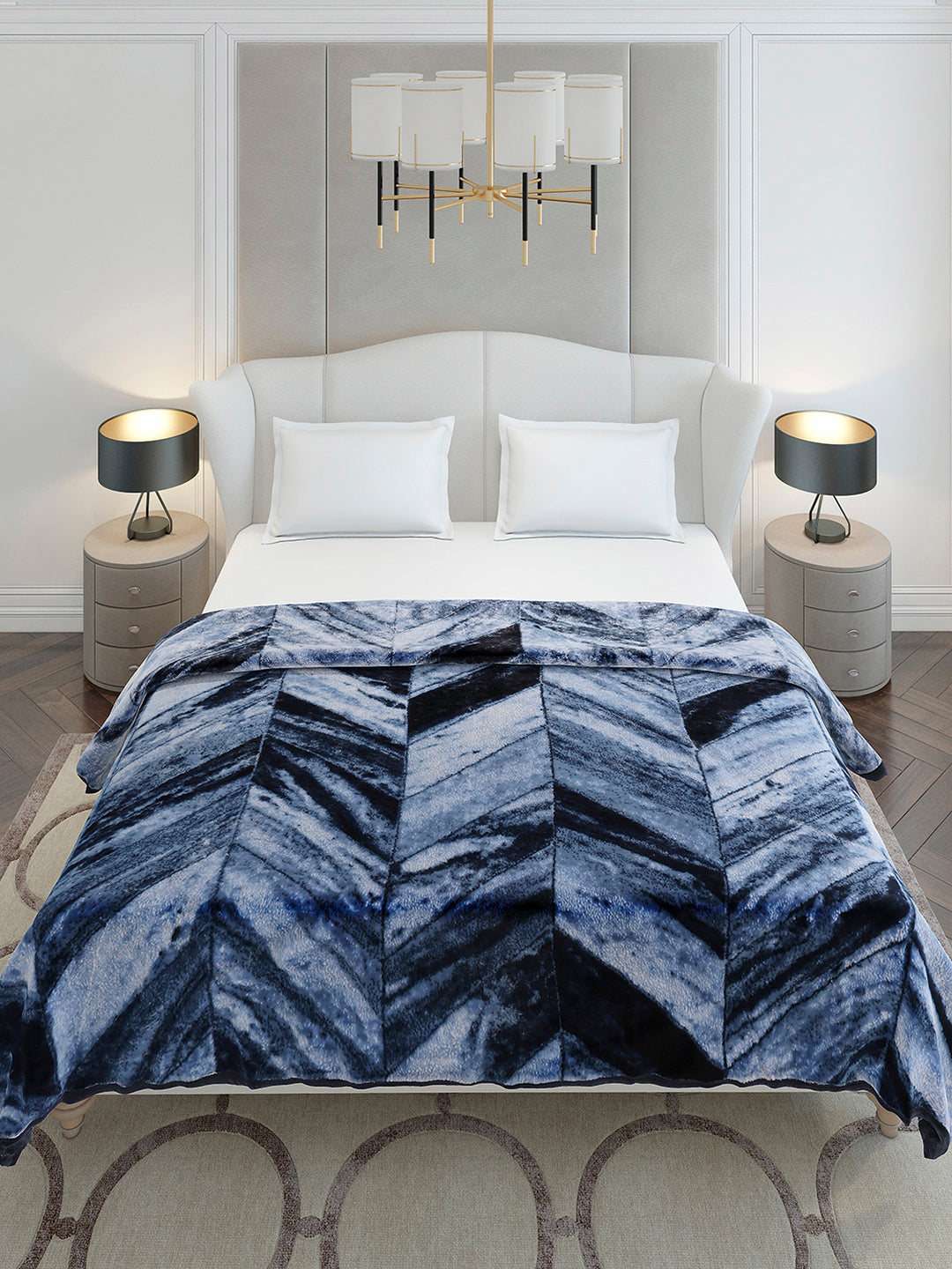 Printed Double Bed 1 Ply, 606 GSM Blanket for Mild Winter - (Denny PVC)