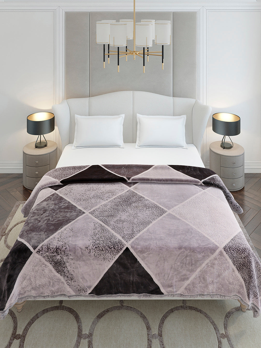 Printed Double Bed 1 Ply, 606 GSM Blanket for Mild Winter - (Denny PVC)
