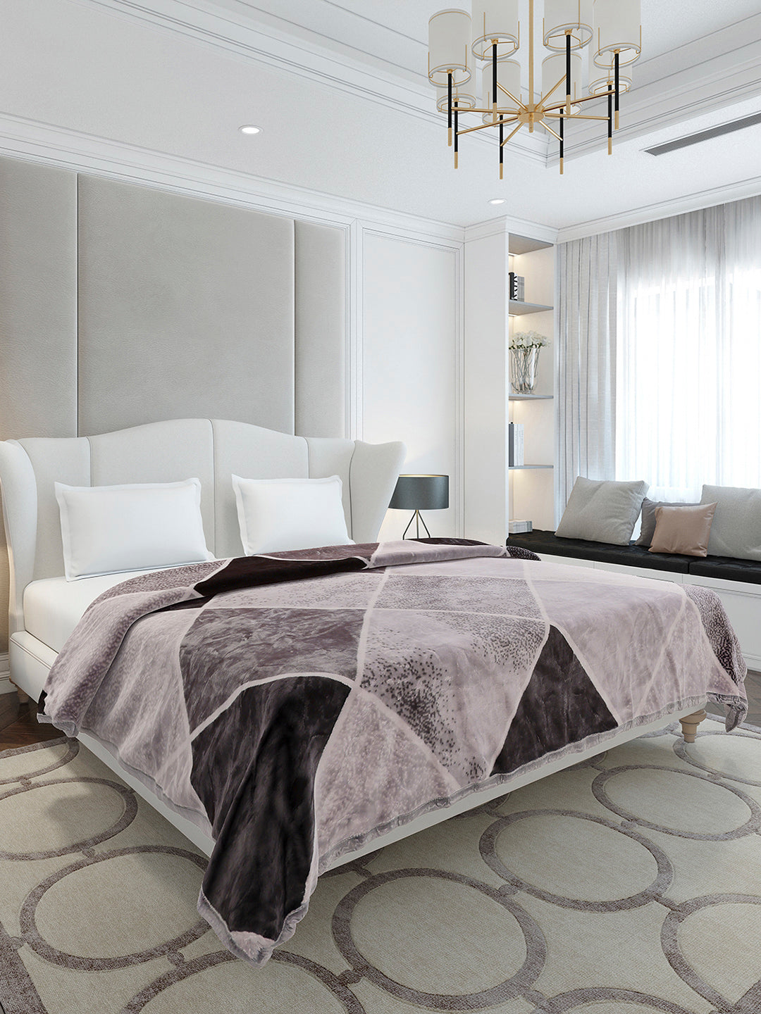 Printed Double Bed 1 Ply, 606 GSM Blanket for Mild Winter - (Denny PVC)
