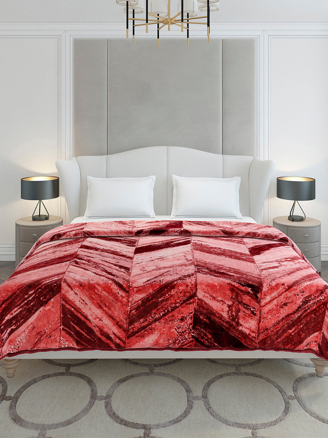 Printed Double Bed 1 Ply, 606 GSM Blanket for Mild Winter - (Denny PVC)